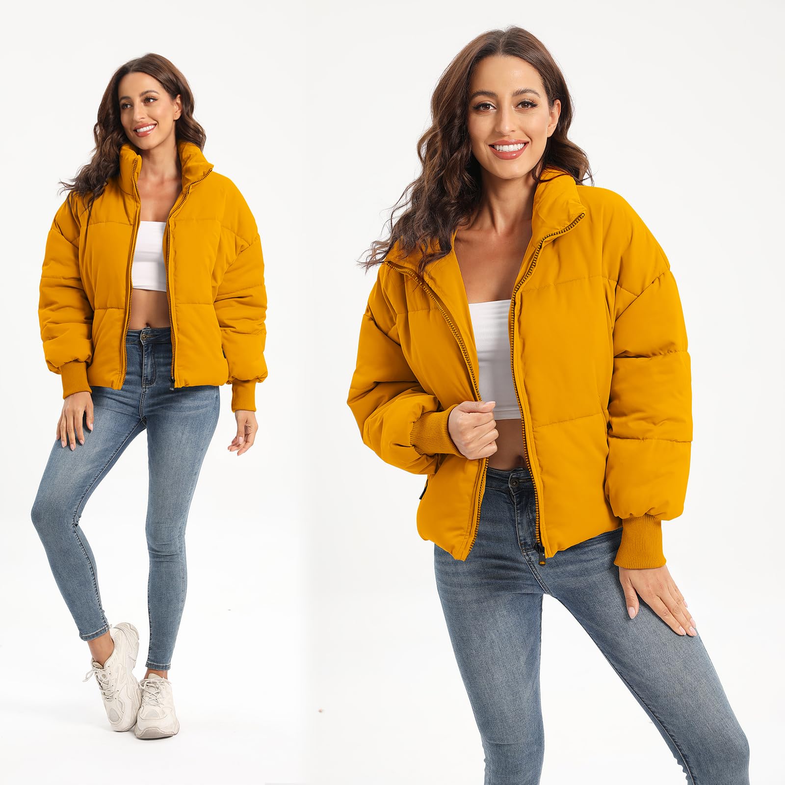 Women's Winter Baggy Zip Puffer jackets Short Down Jacket Coat