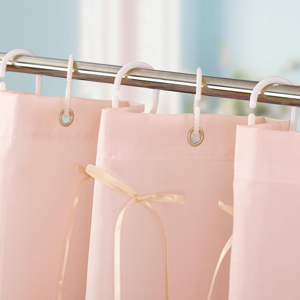 Coquette Pink Bow Shower Curtain Shower Curtain with 12 Buttonholes Bathroom Modern Aesthetic Cloth Shower Curtain Set, 72" W x 72" H