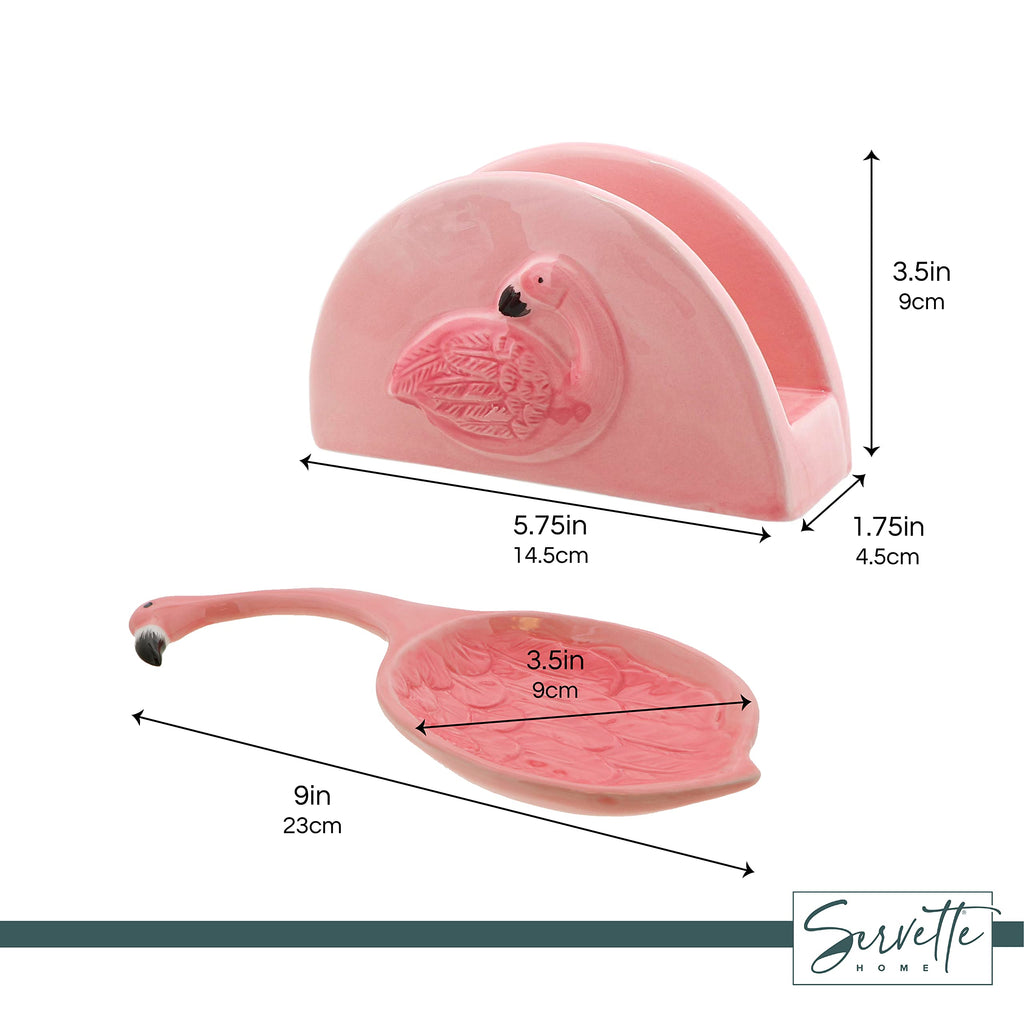 Pink Flamingo Spoon Rests for Kitchen - Set of 2