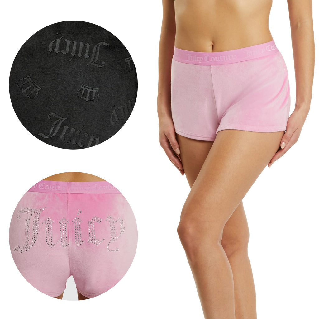 Juicy Couture Velvet Fleece Shorts 2 Piece Designer Pajama Set for Women, 2-Pack Sleep and Lounge Shorts