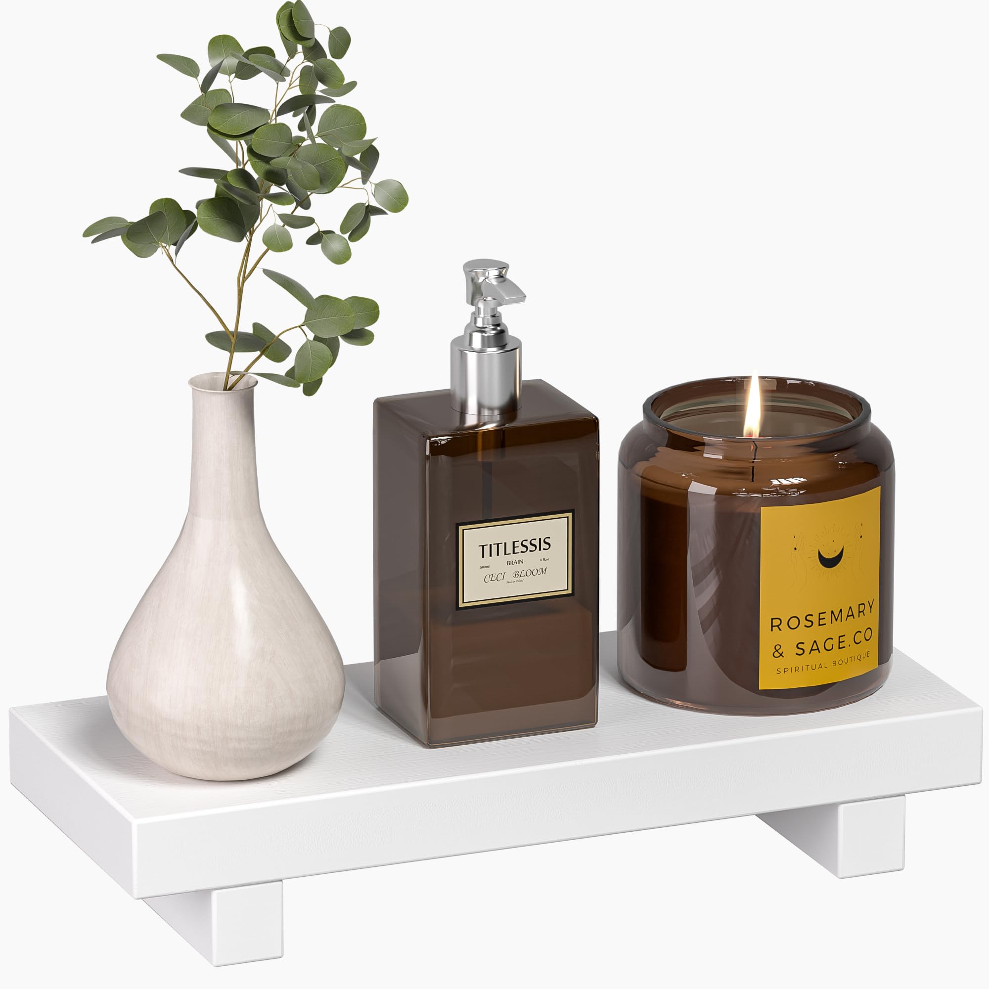 Tray Decor Bamboo Pedestal Stand Risers for Display Decorative, Sink Tray for Kitchen Decor and Accessories, Soap Dish Holder Kitchen Counter Tray 8.7" x 3.5" x 1.6"