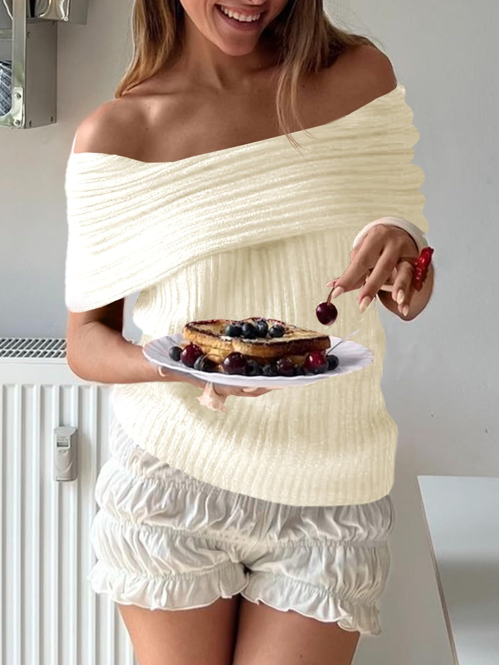 Womens Off The Shoulder Sweater Tops Summer Sleeveless Strapless Ribbed Sexy Pullover Shirts