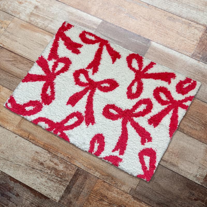 Coquette Bow Rug - Bow Shaped bathmat - Handmade & Premium- 30in (75cm) - Bathroom - Designer Rugs - Aesthetic Room Decor