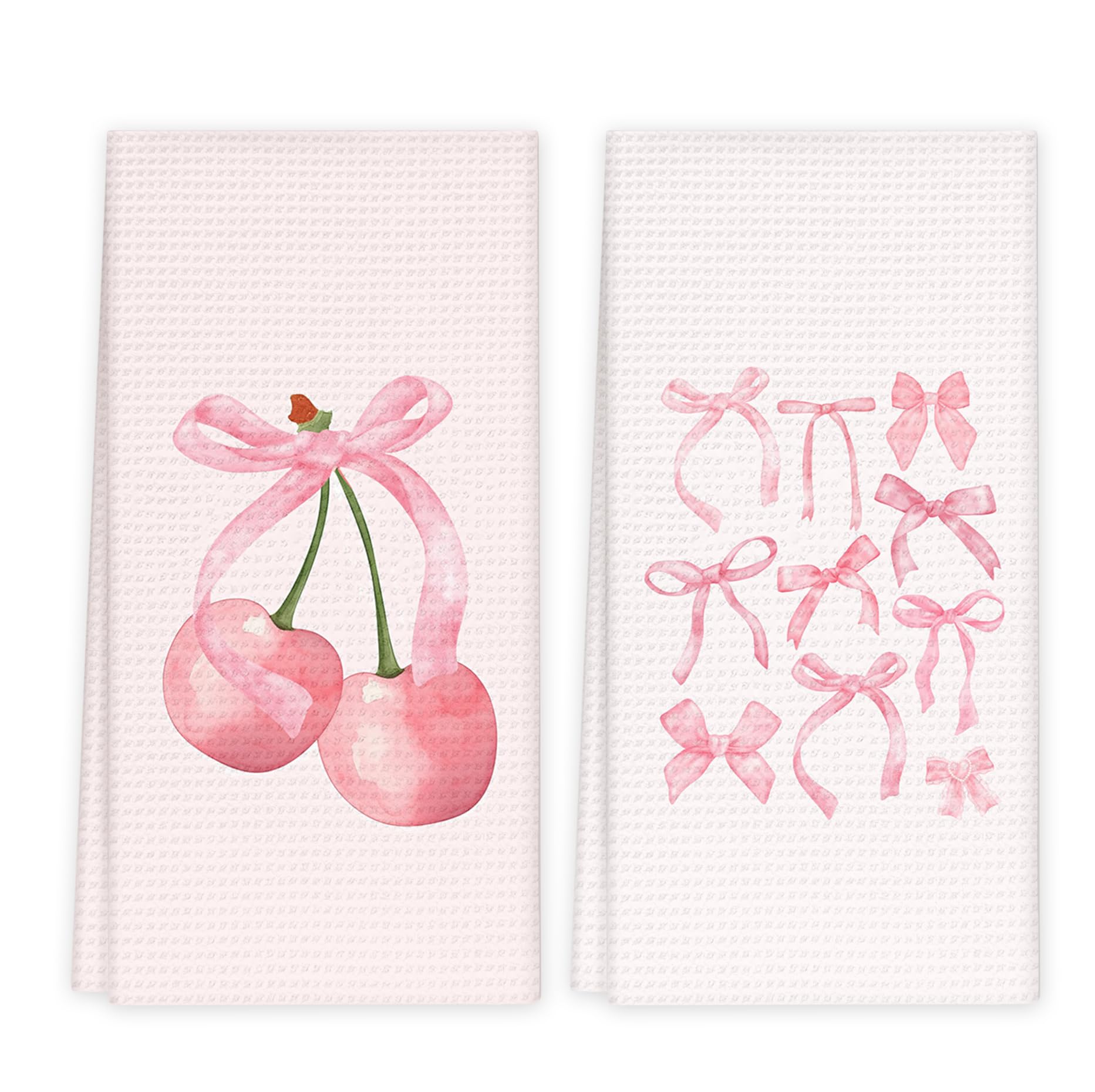 Girly Pink Bow Coquette Preppy Towel, 16x24 Inch