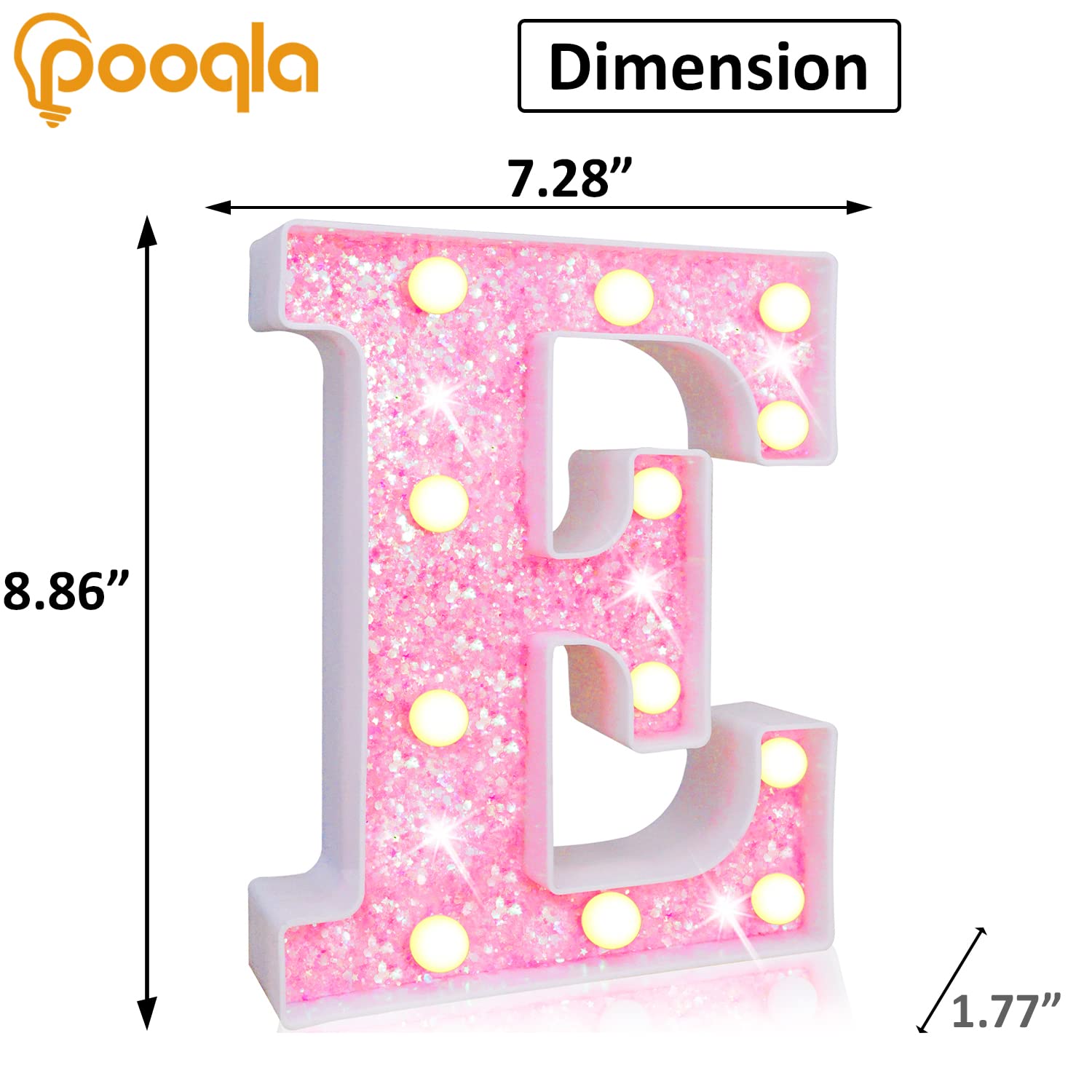 Pink LED Letters Glitter Alphabet LetterS & Numbers Sign Battery Powered