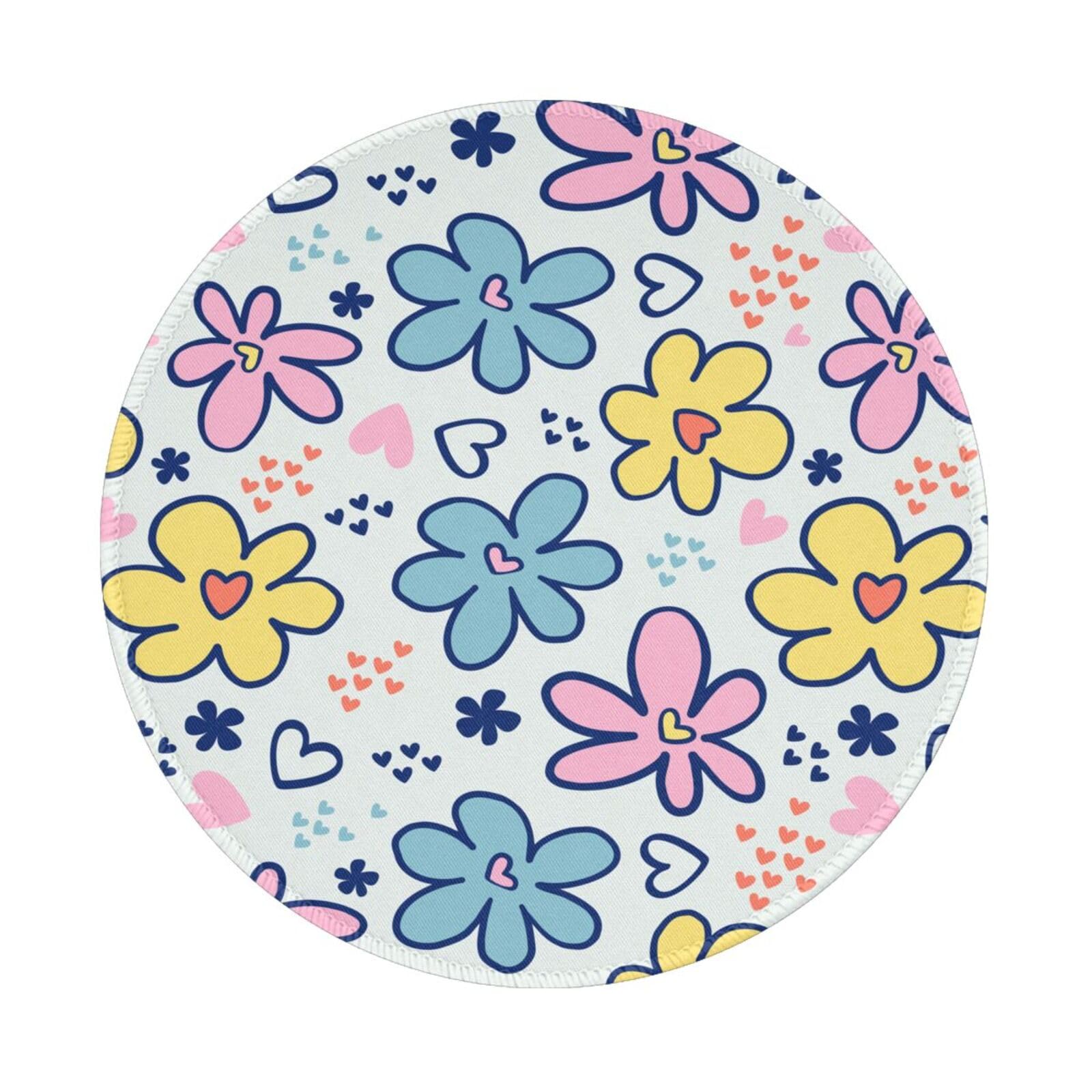 Round Mouse Pad Desk Top - Stitched Edges 8 X 8 Inch