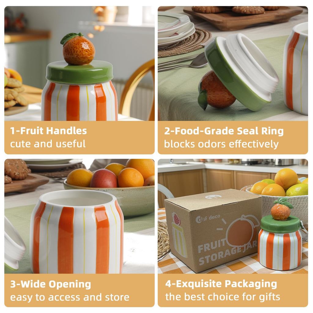 Cookie Jars with Lid Airtight, Hand Painted Ceramic