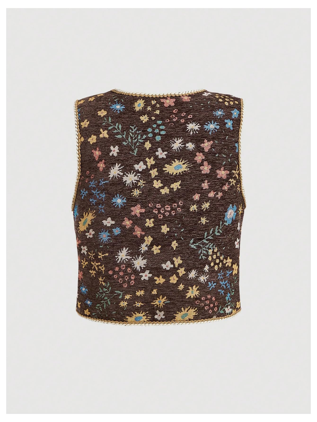 Women's Plus Size Tie Front Sleeveless V Neck Floral Print Boho Vest Tank Top