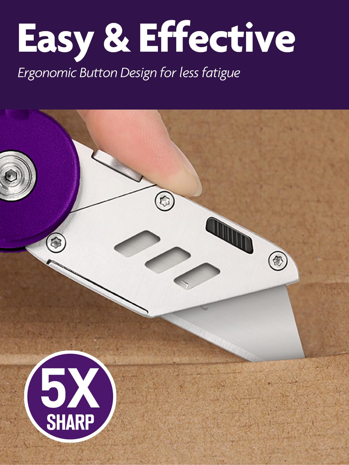 Folding Utility Knife, Cute Metal Box Cutter with Extra 5 Sharp Blades, Quick Blade Change, and Preminium Gift Packaging, for Cardboard Opener, Paper Cutter