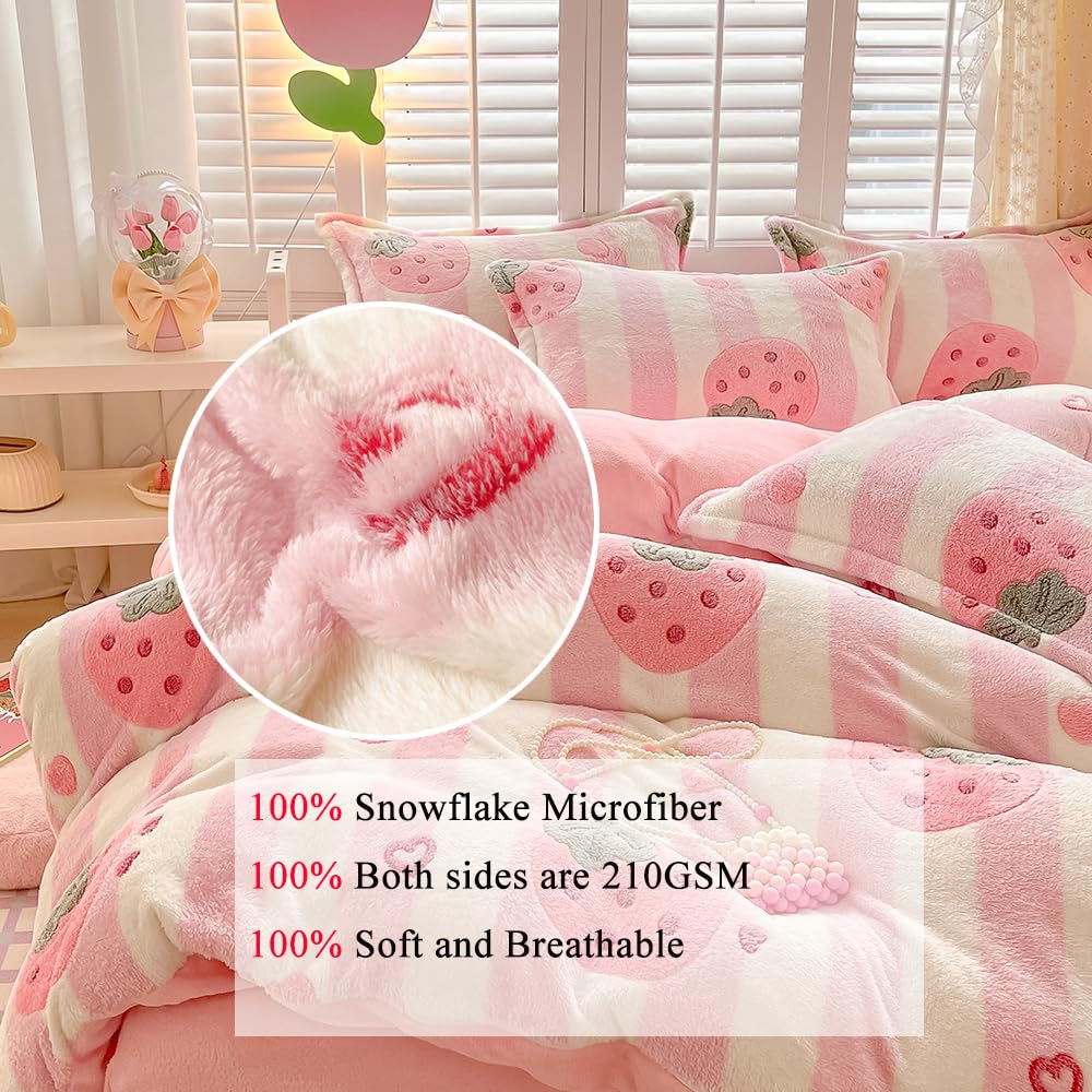 Kawaii Twin Duvet Cover Set â€?Soft Reversible Bedding with Fluffy Comforter Cover