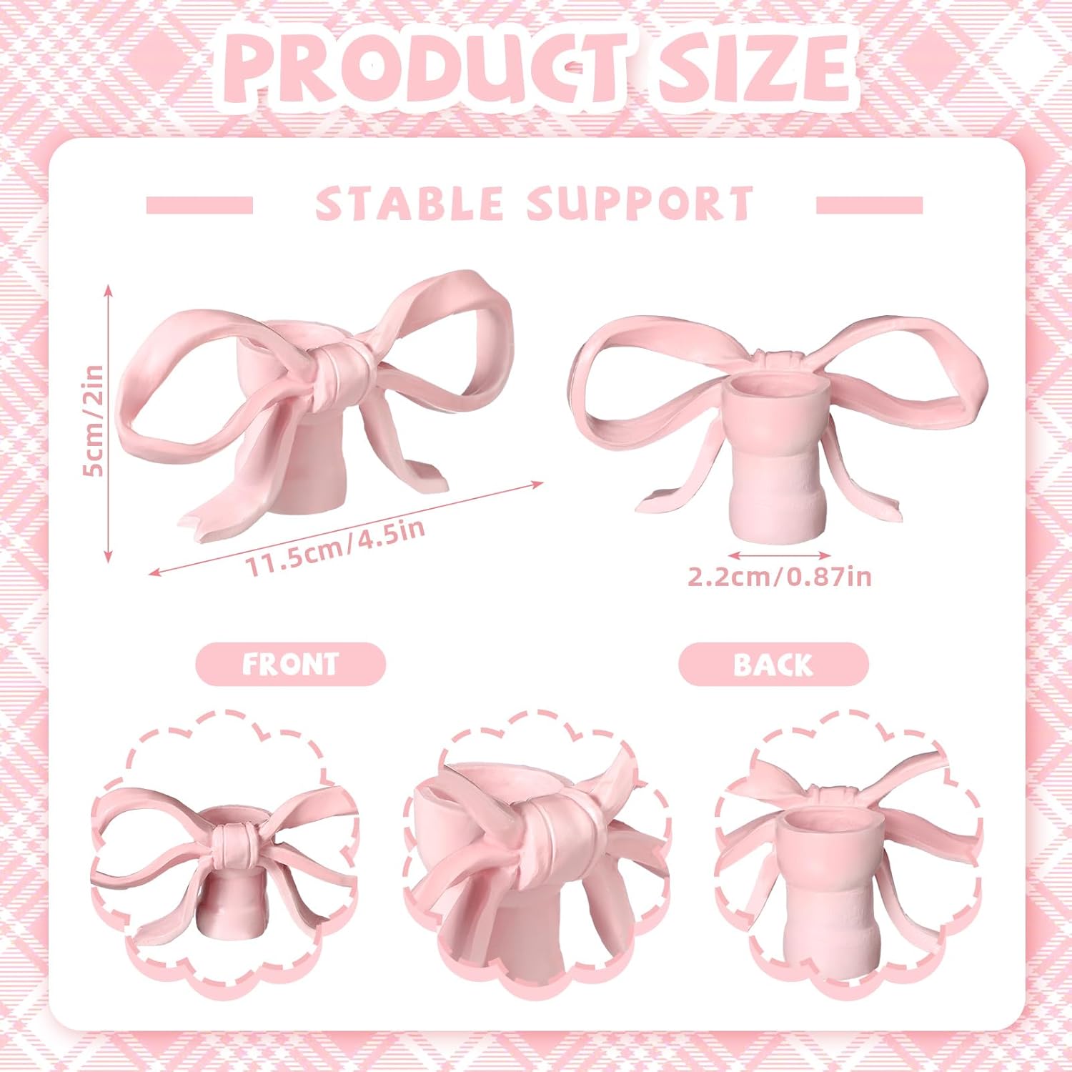 3 Pcs Pink Bow Candle Holder Coquette Bow Taper Candlestick Holder Modern Style Resin Decorative Candle Stand Centerpiece