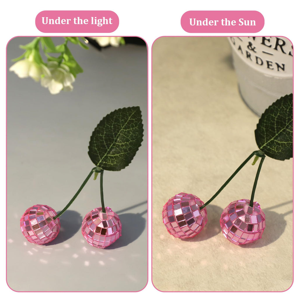 Small Cherry Hanging Disco Ball Decor, 1.2 Inch Double Mirror Disco Reflective Balls