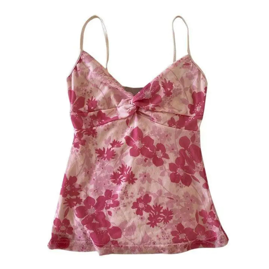 Emo Coquette Cropped Top Grunge 2000s Spaghetti Strap Tops Streetwear Vintage Camisole Y2k Cheetah Tops