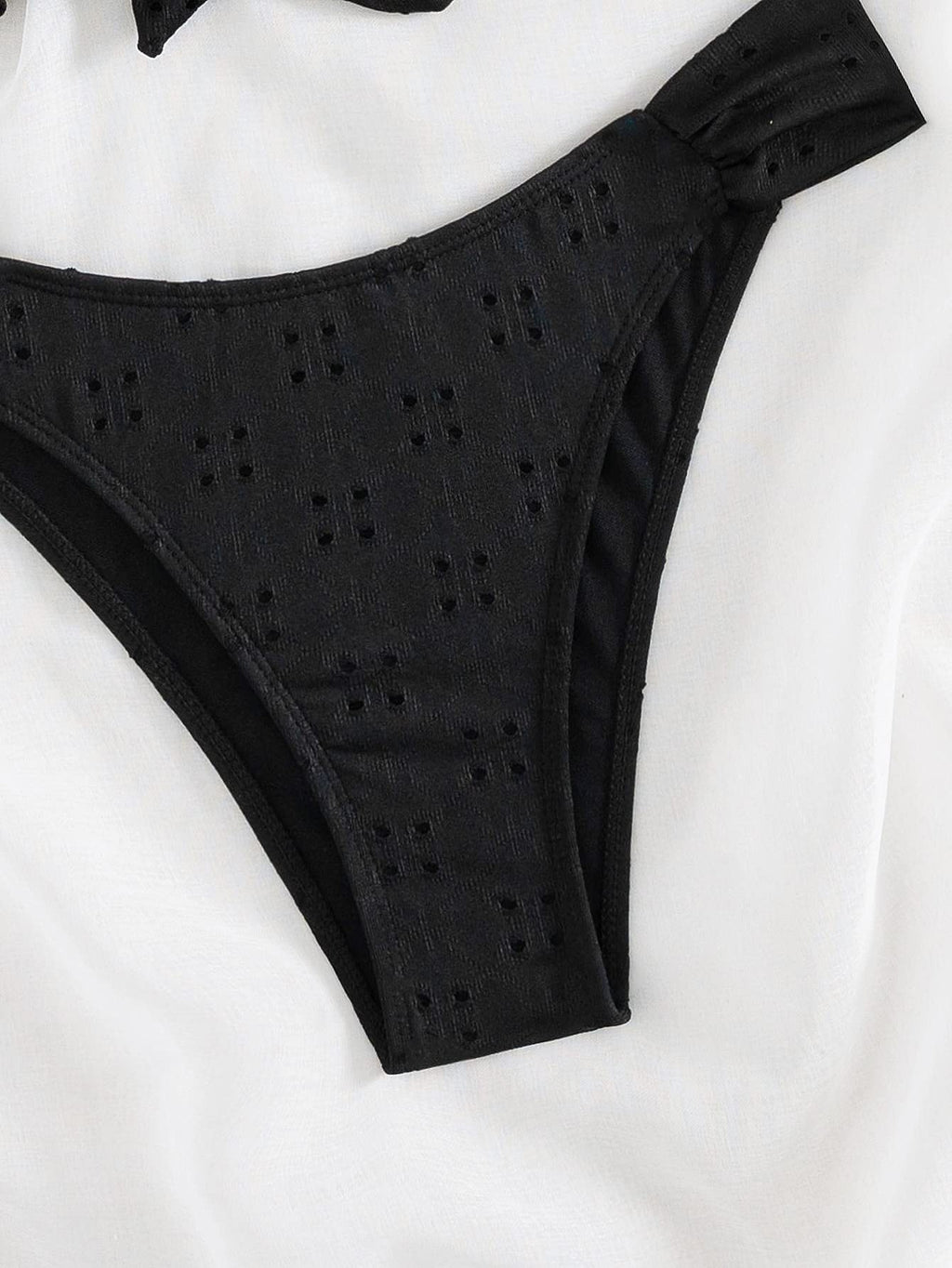 Women's 2 Piece Bathing Suit Ruffle Hem Bandeau Tie Front Bikini Set