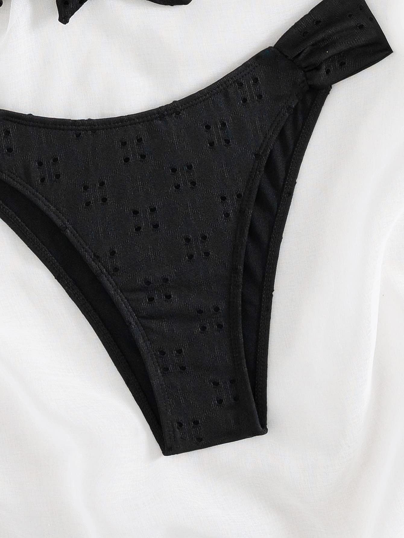 Women's 2 Piece Bathing Suit Ruffle Hem Bandeau Tie Front Bikini Set