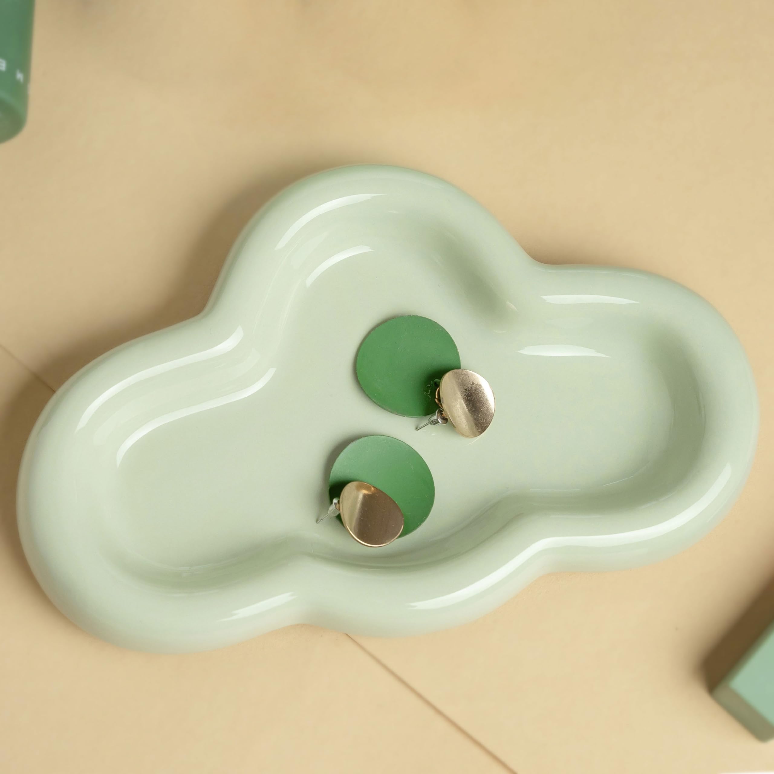 Cloud Trinket Dish, Chubby Jewelry Tray, Ceramic Jewelry Ring Trinket Dish for Rings Earrings Necklace Organizer