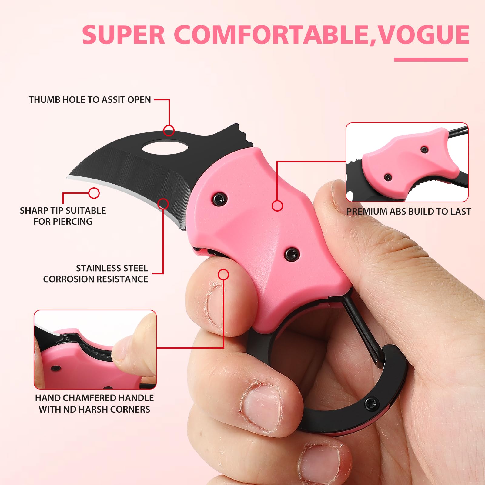 Folding Pocket Utility Knife,1.34''Blade Small EDC Knife,Pink Pocket Knife