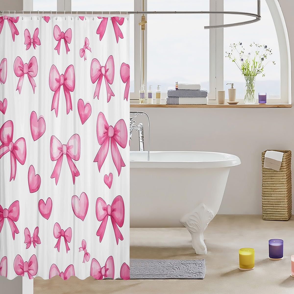 Kawaii Ribbon Bow 72" Wx72 L Shower Curtain