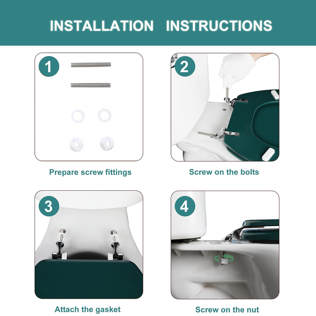 Round Toilet Seat Natural Wood Toilet Seat with Zinc Alloy Hinges, Easy to Install also Easy to Clean, Scratch Resistant