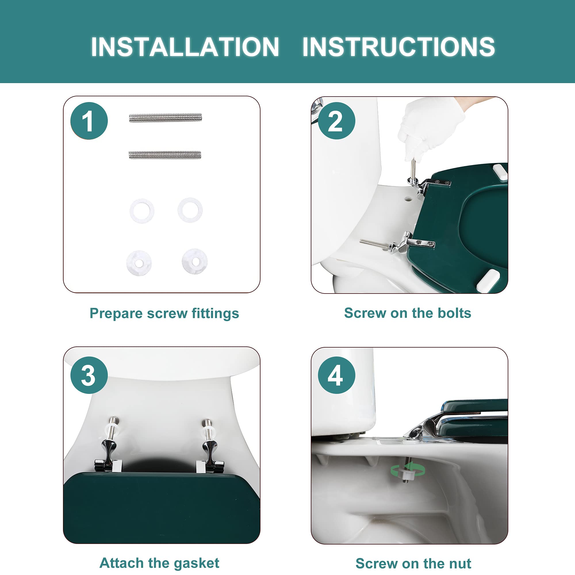 Round Toilet Seat Natural Wood Toilet Seat with Zinc Alloy Hinges, Easy to Install also Easy to Clean, Scratch Resistant