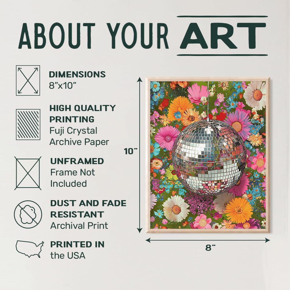 Disco Ball Floral Wall Art - Flower Wall Art