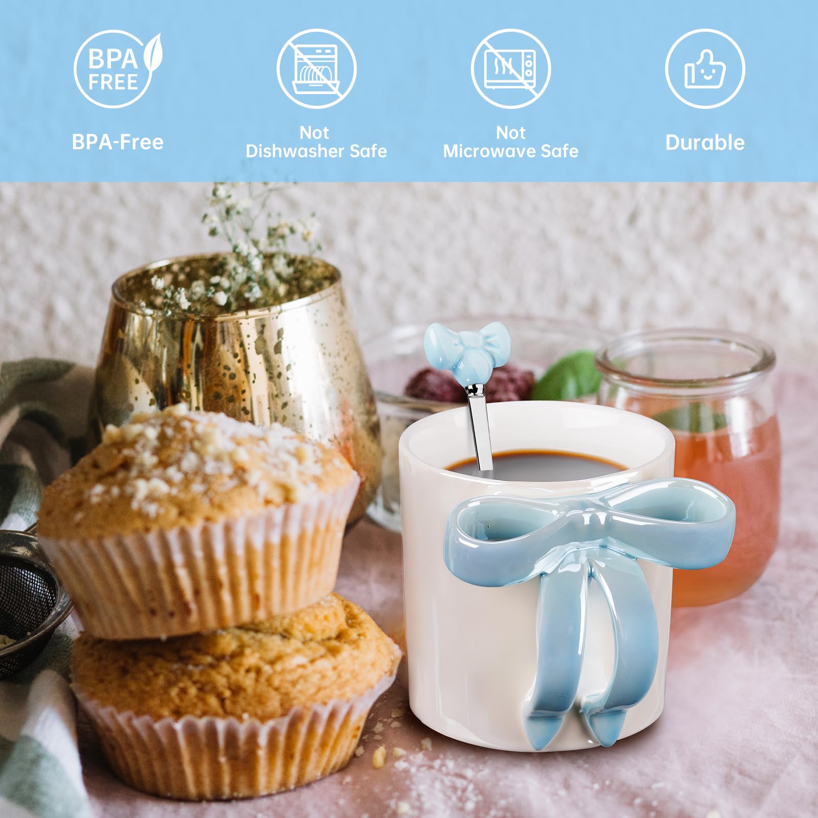 Ceramic Bow Handle Mug, Electroplated Finish with Shimmering Starry Glow, High-Temperature Fired for Durability 12OZ