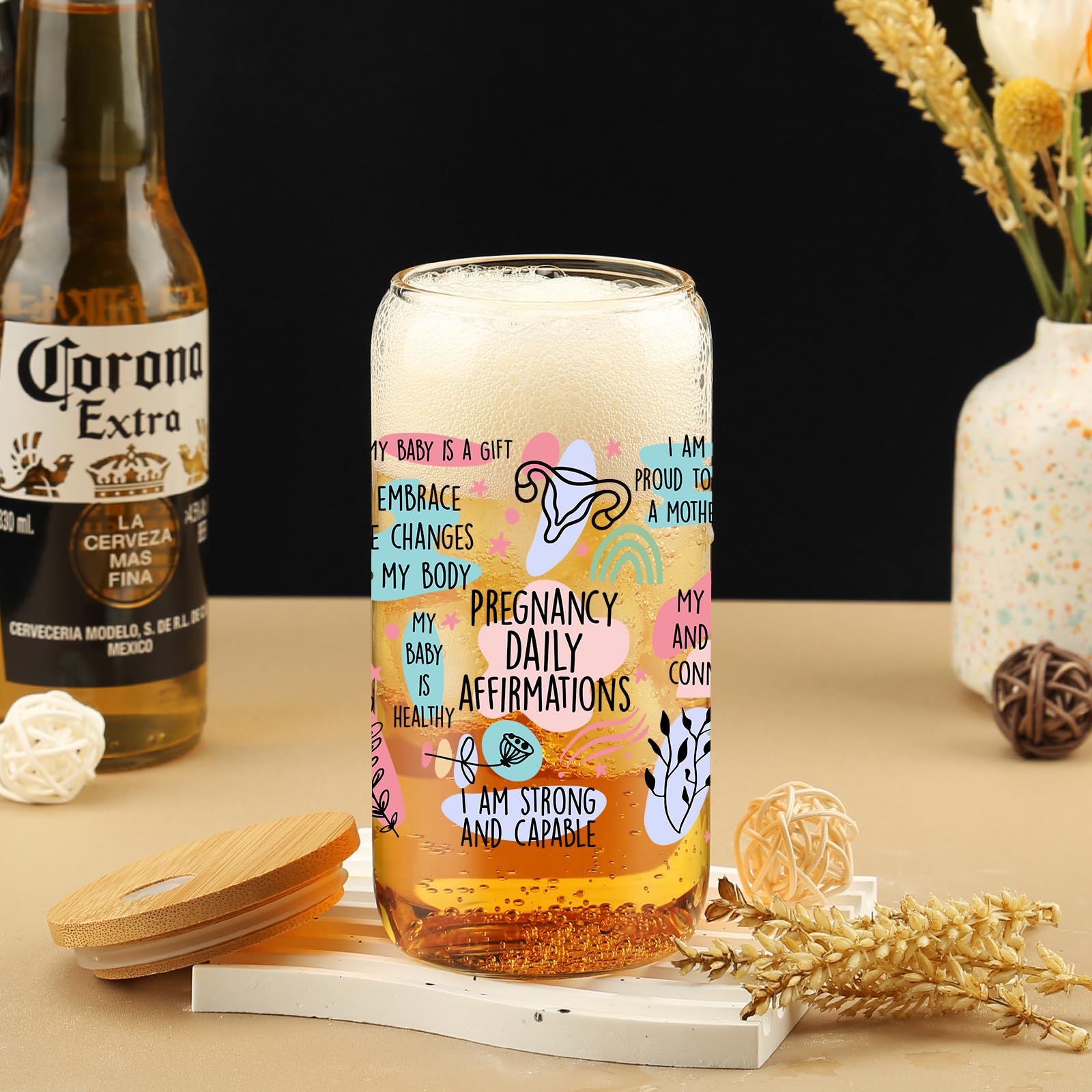 Cherry Bow Cup, Birthday Gifts for Women, Girly Gifts for Her, Sister, Mom, Colleague - 16 OZ Glass Tumbler with Straw & Lid, Coquette Iced Cup