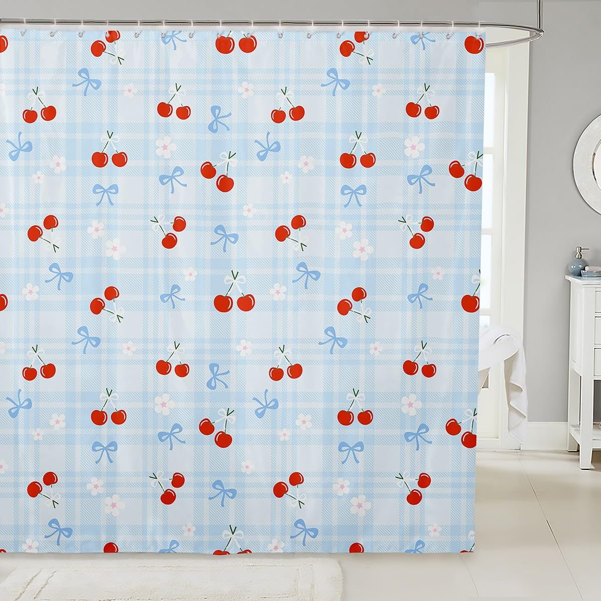 Cute Bathroom Curtains -  Waterproof Curtains, 12 Hooks Suits
