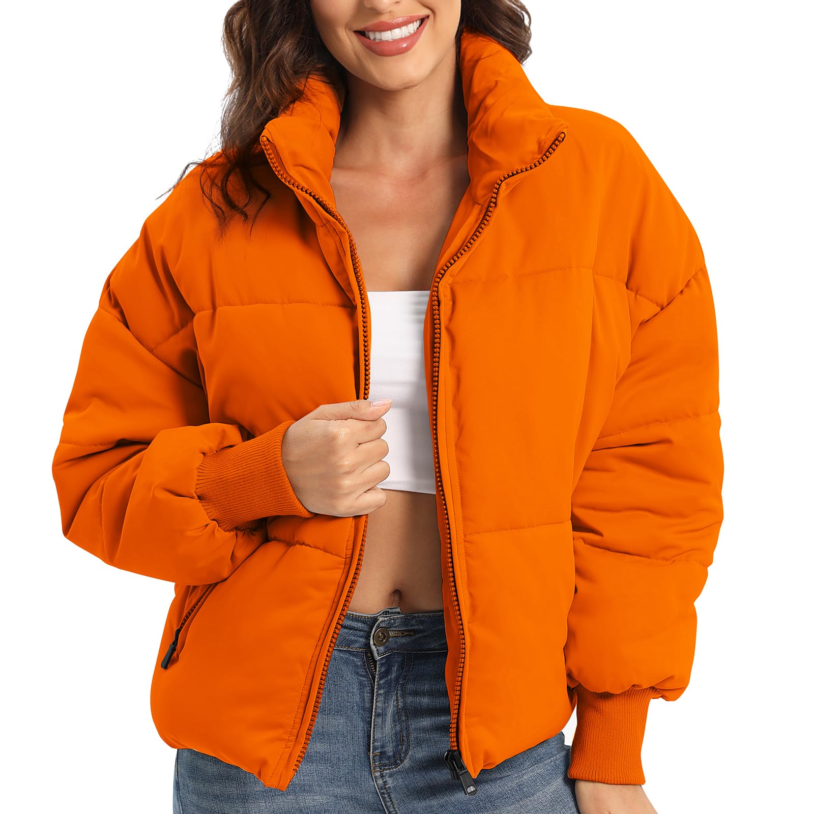Women's Winter Baggy Zip Puffer jackets Short Down Jacket Coat
