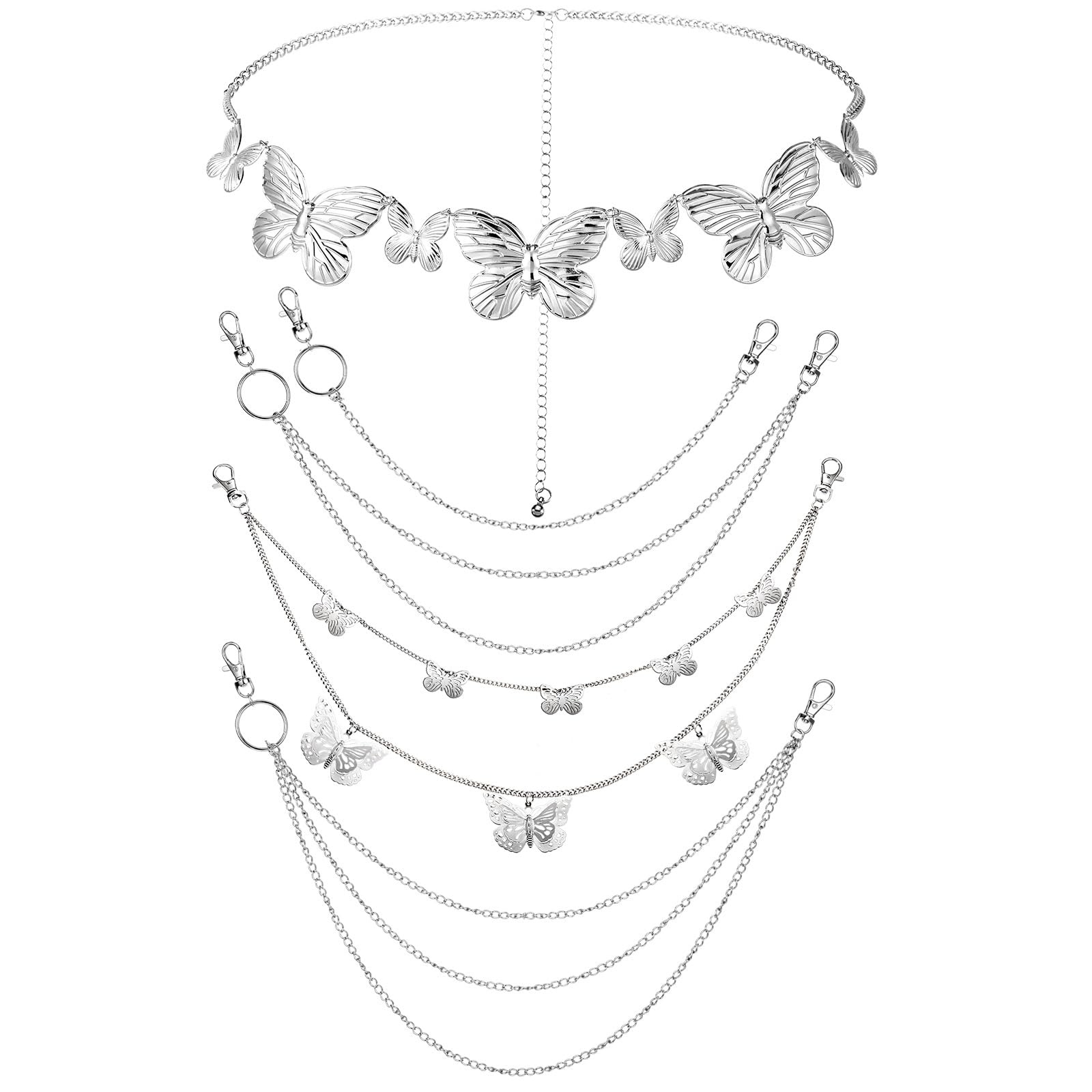 Multi-Layer Chain Belt â€?5-Piece Hip Hop Metal Wallet Chains for Jeans & Pants