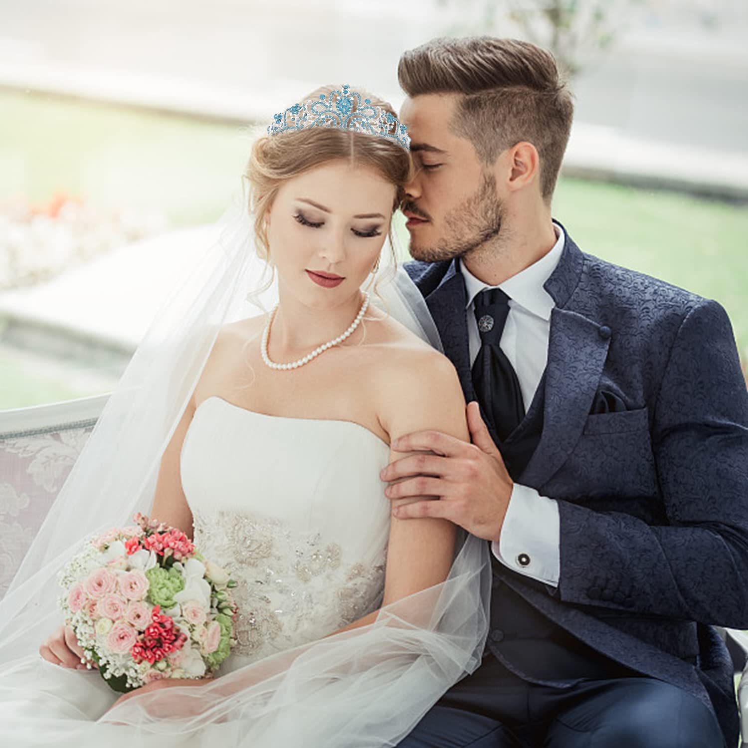 Princess Crystal Tiara Crown Headband Elegant Crown With Combs