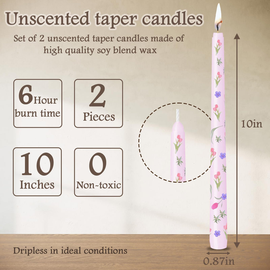 Smokeless Dripless Long Candlesticks, Unscented Tapered 10-Inch
