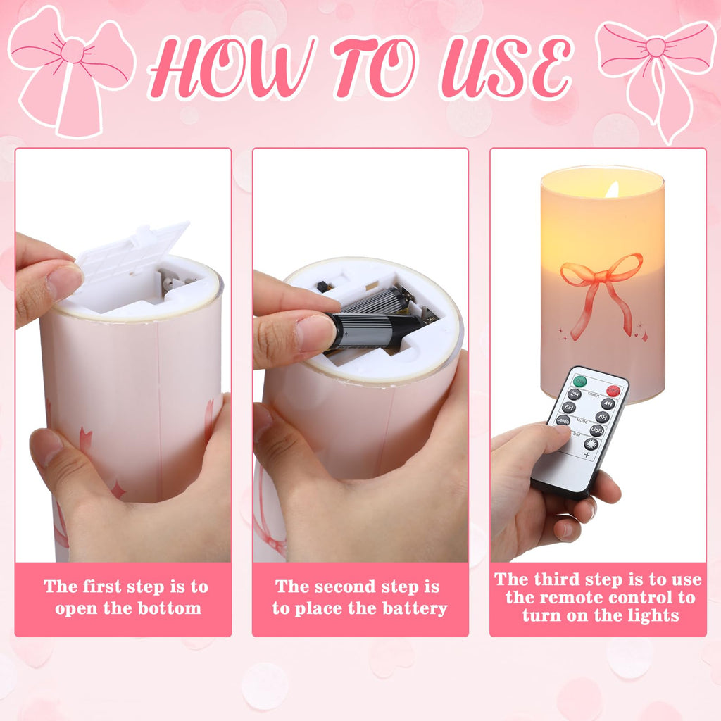 Coquette Flameless Candles LED Battery Pillar Candles Set Battery Operated with Remote