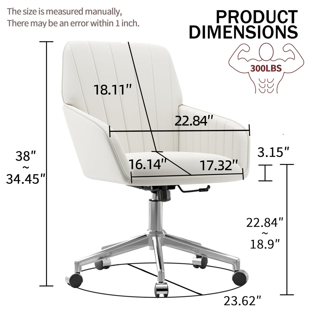 Velvet Modern Cute Chair with Back, Height Adjustable Upholstered Vanity Chair with Swivel Wheels