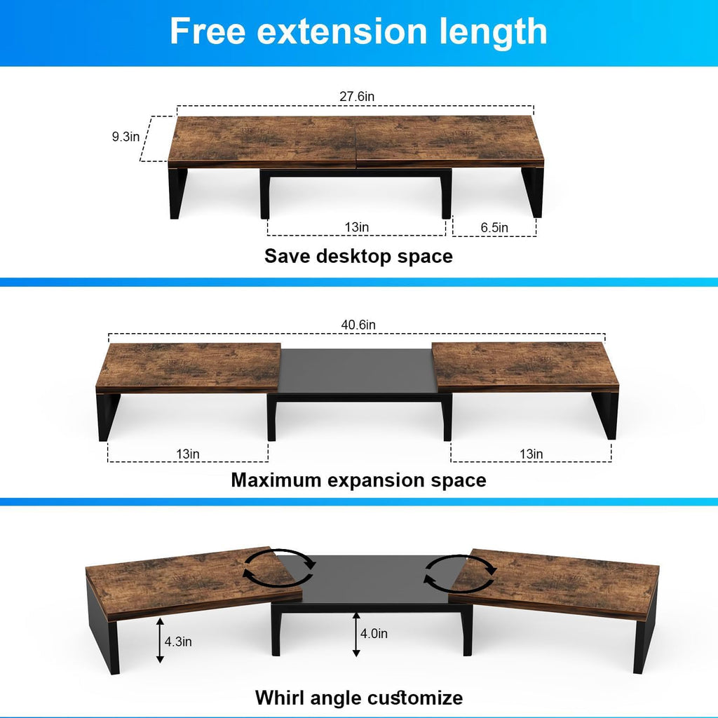 Dual Monitor Stand for Desk, Metal Monitor Riser, Office Supplies and Accessories