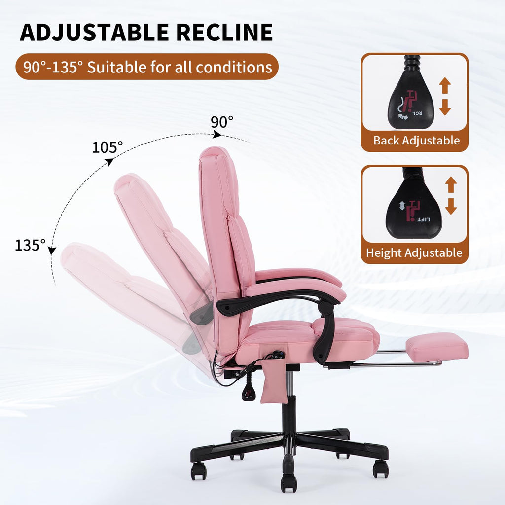 Massage Office Chair with Heat 6 Vibration Points, High Back & Heat, Executive Desk Chair, Big and Tall Office Chair 400lbs, Comfortable Ergonomic Reclining Managerial Chair