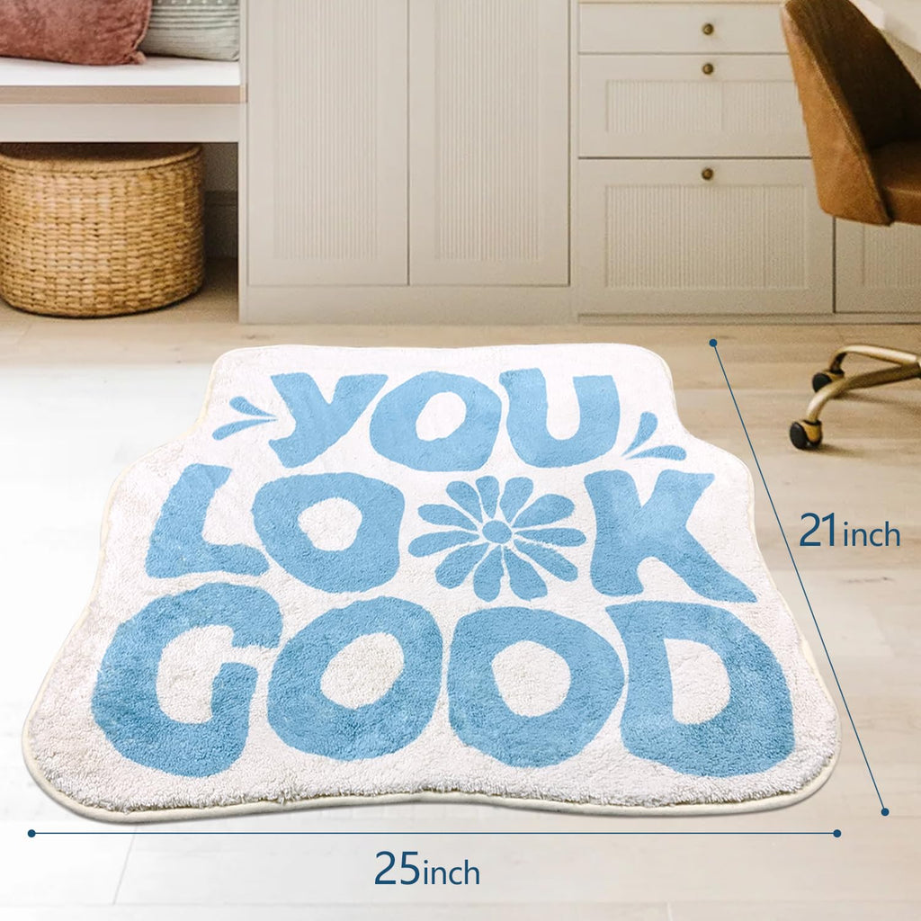 You Look Good Bath Mat Flower Bathroom Rug, Soft Absorbent Water Non Slip Rug, Superior Washable Microfiber (21"x25")