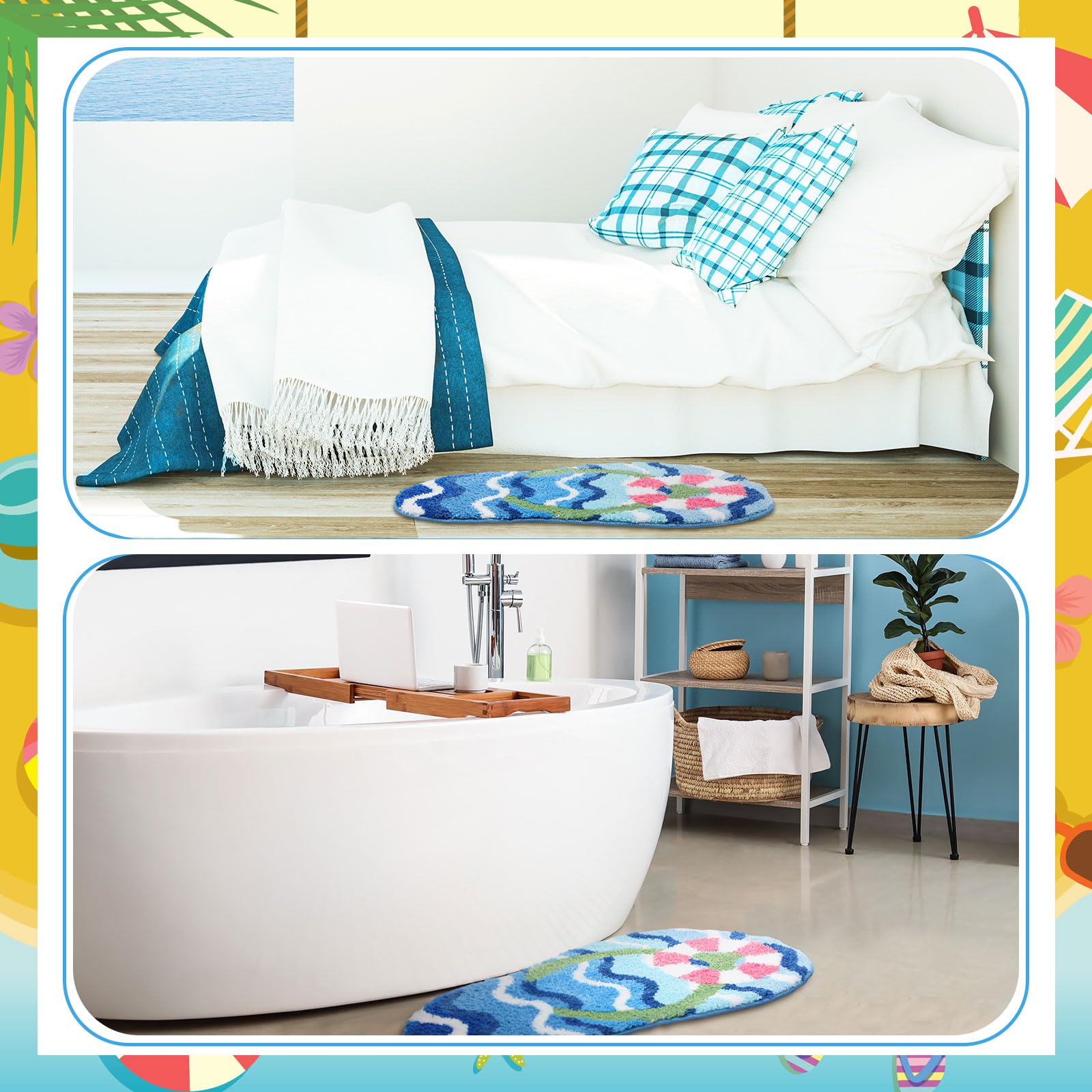 Flower Shower Mat Summer Bathroom Rug Flower Shape Shower Mat Door Cute Bath Summer Bathroom Decoratio Non Slip Washable Bath Rug