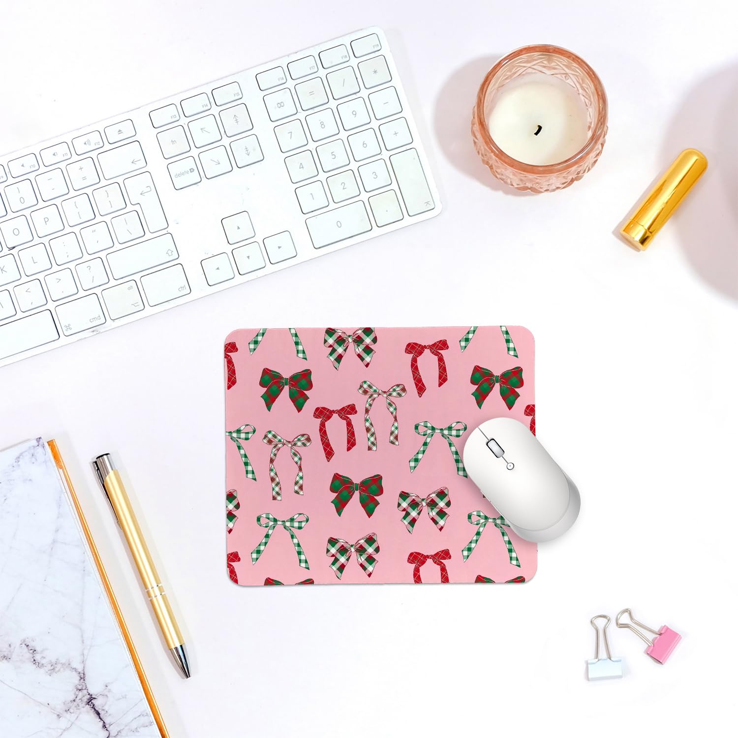 Coquette Bow Mouse Pad, Trendy Mouse Pad, Preppy Cute Mouse Pad for Desk Home Office & Gaming, 9.5x7.9 inches
