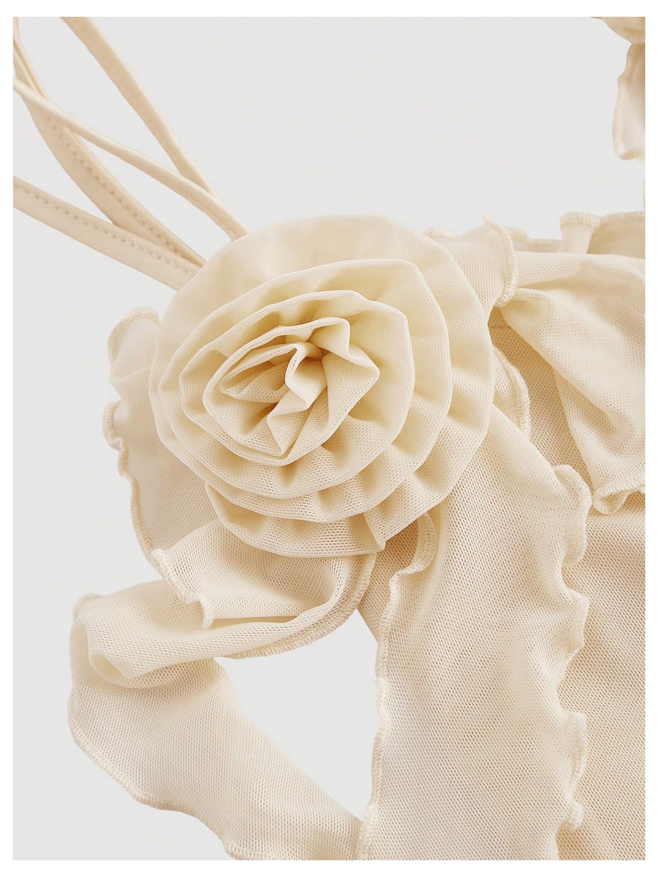 Women's Floral Mesh Halter Bodycon Mini Dress Ruffle Tassel Open Back Tube Dress