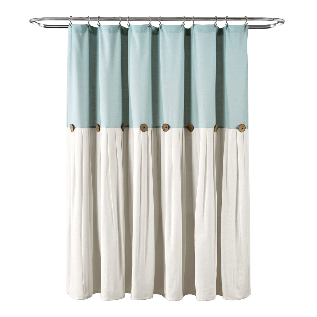 Lush Decor Linen Button Shower Curtain, 72" W x 72" L, Fabric Shower Curtains