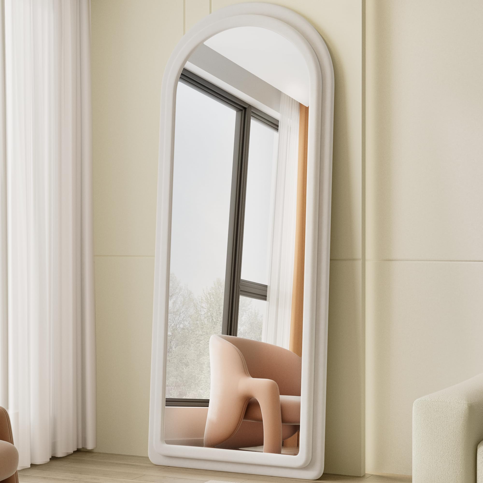 Large Floor Mirror with Stand, Freestanding Arched Mirror Full Length Hanging or Leaning, Wall Mounted Mirrors