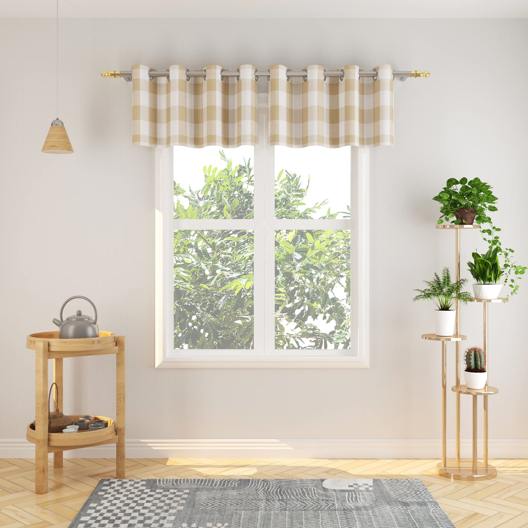 Tier Curtains Check Gingham Plaid Window Curtain Panels Bathroom Grommet Top Window Treatment 2 Panels