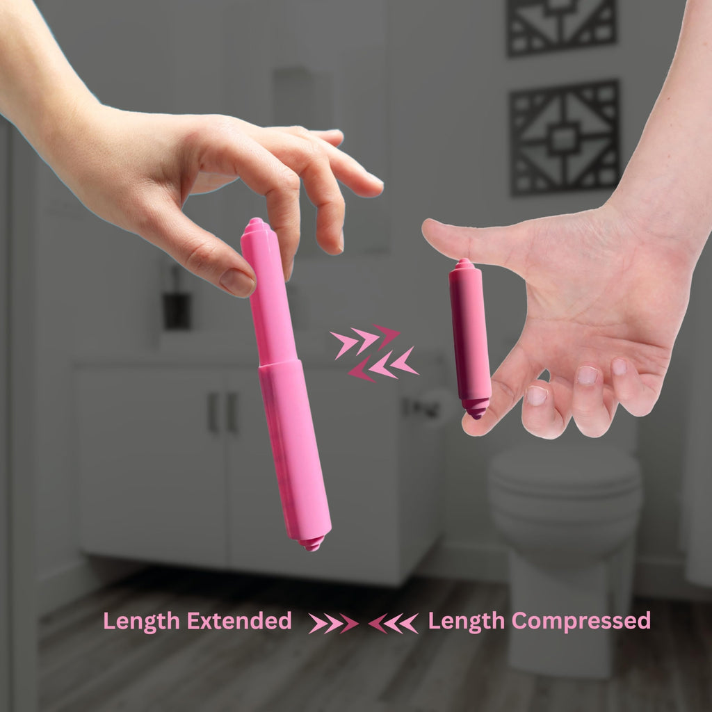 Pink Toilet Paper Roller Holder (7 Inch) - Plastic (Spring Loaded) Replacement Spindle Rod