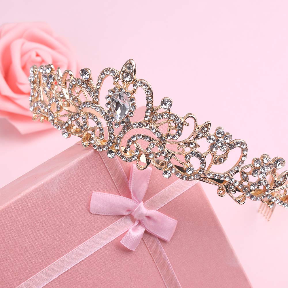 Princess Crystal Tiara Crown Headband Elegant Crown With Combs