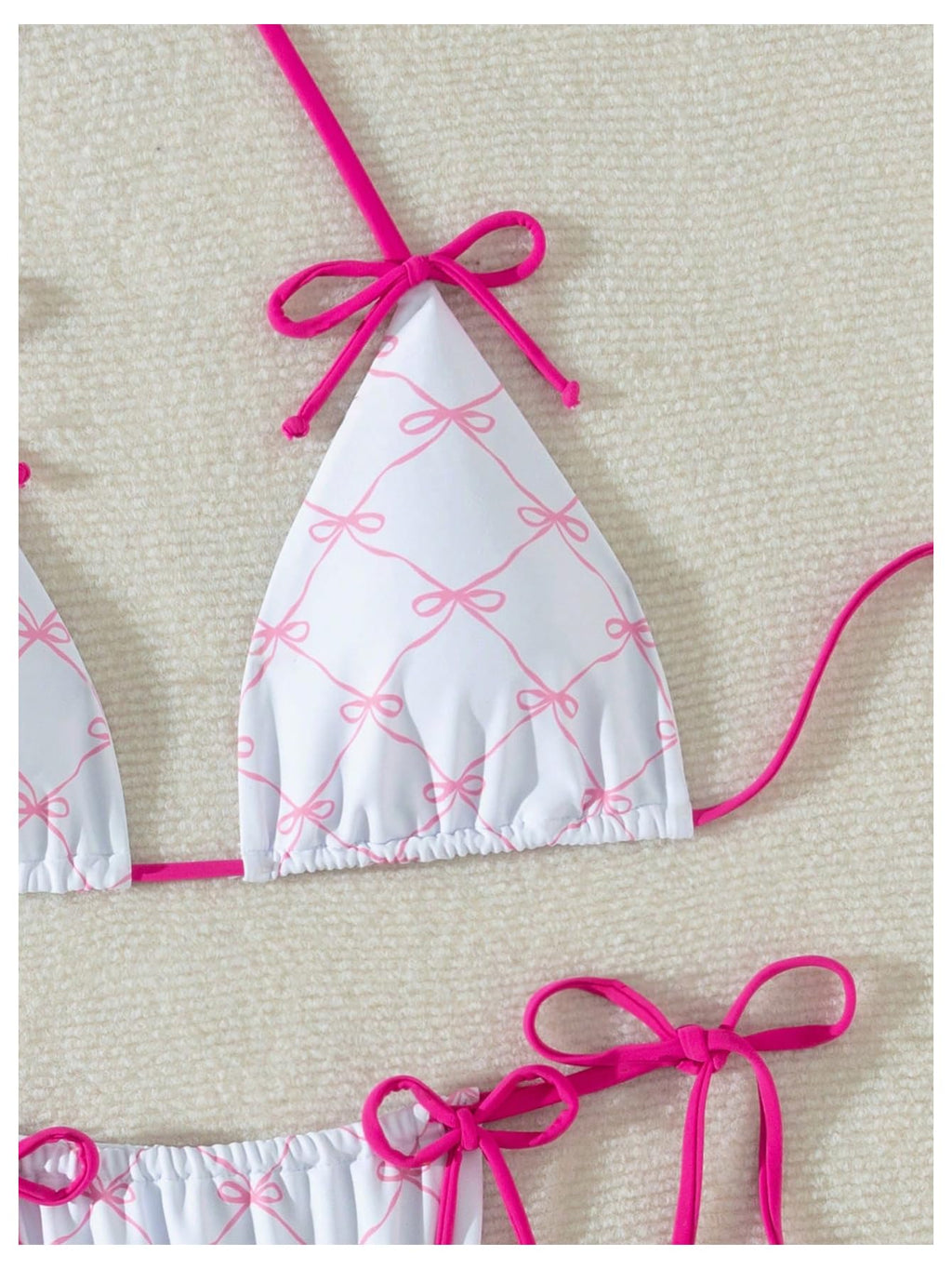 Women's Bow Bikini Set Halter Backless String Thong Swimsuit Bathing Suit