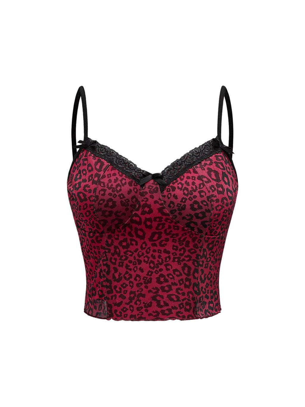 Women's Y2k Lace Trim Leopard Print Camisole Tops Sleeveless Spaghetti Strap Cheetah Crop Tank Top