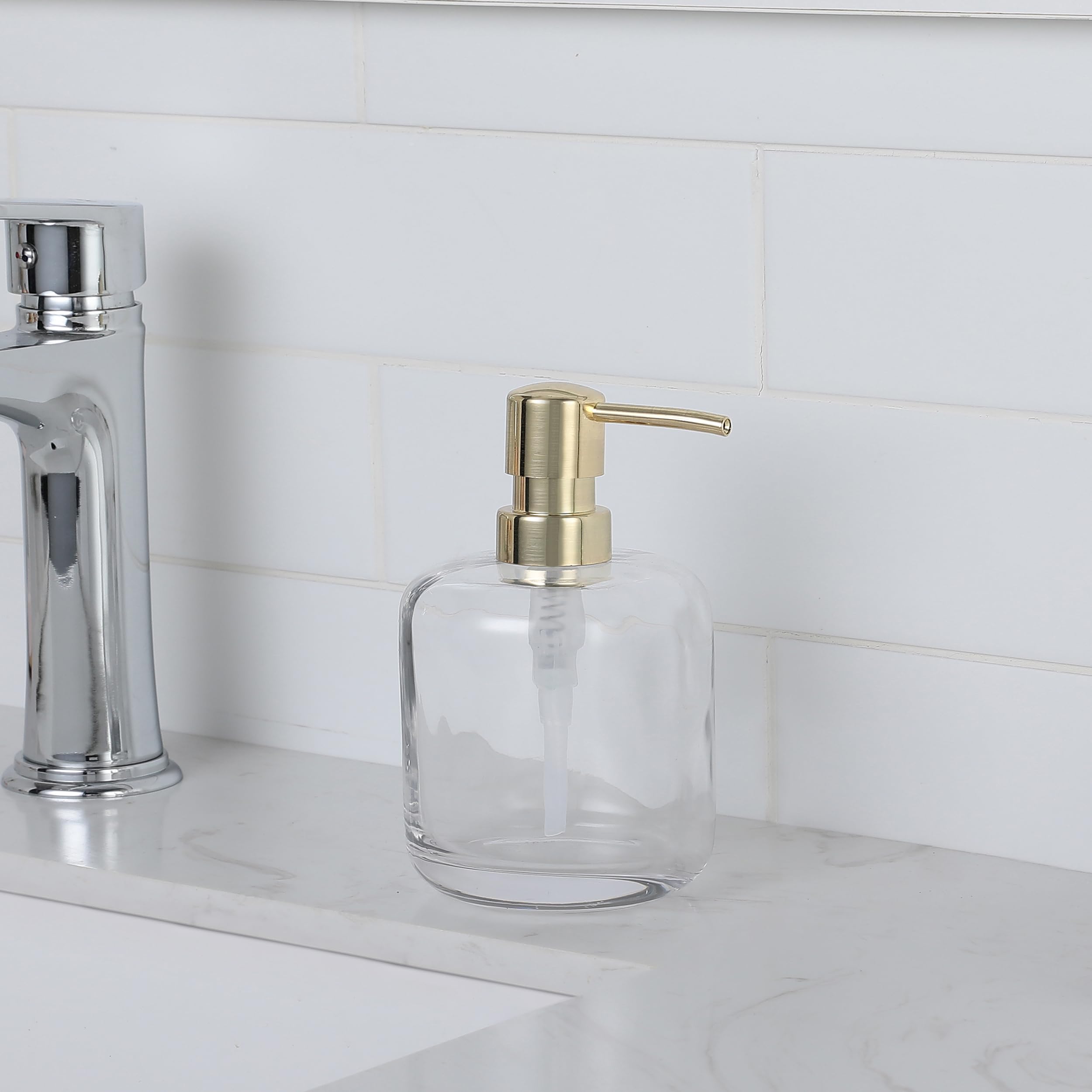 Glass Soap Pump Dispenser, Refillable Soap Dispenser