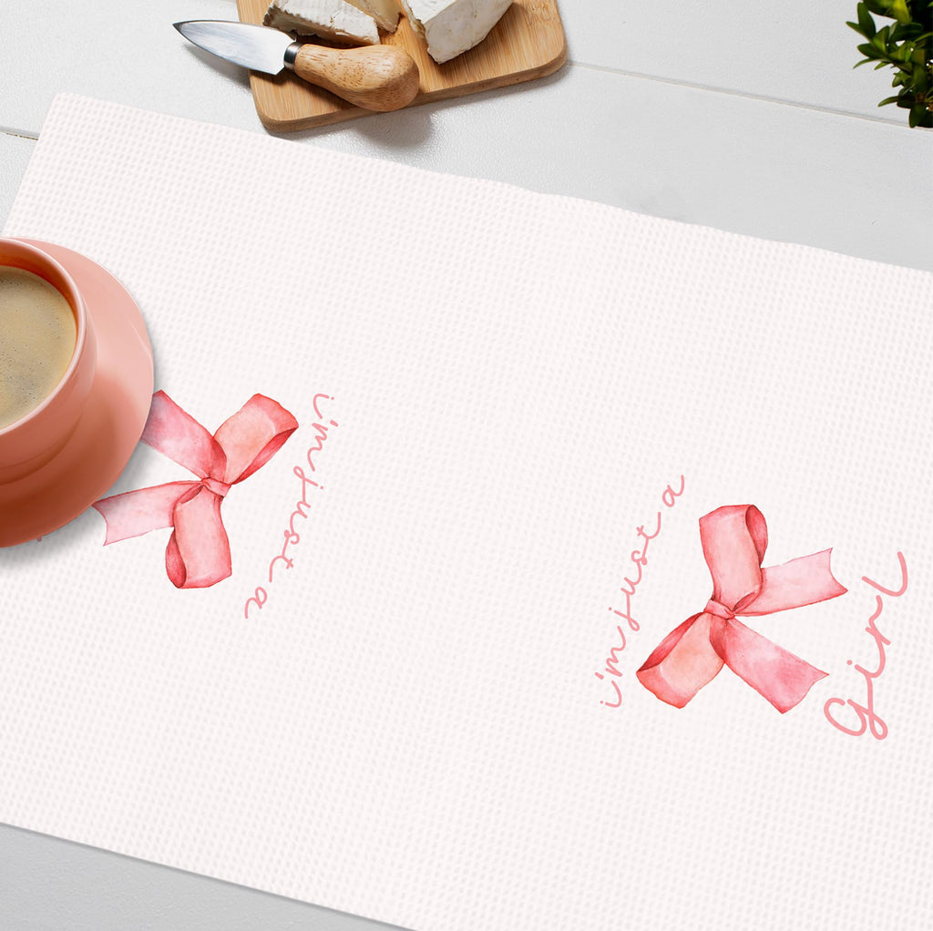 Girly Pink Bow Coquette Preppy Towel, 16x24 Inch