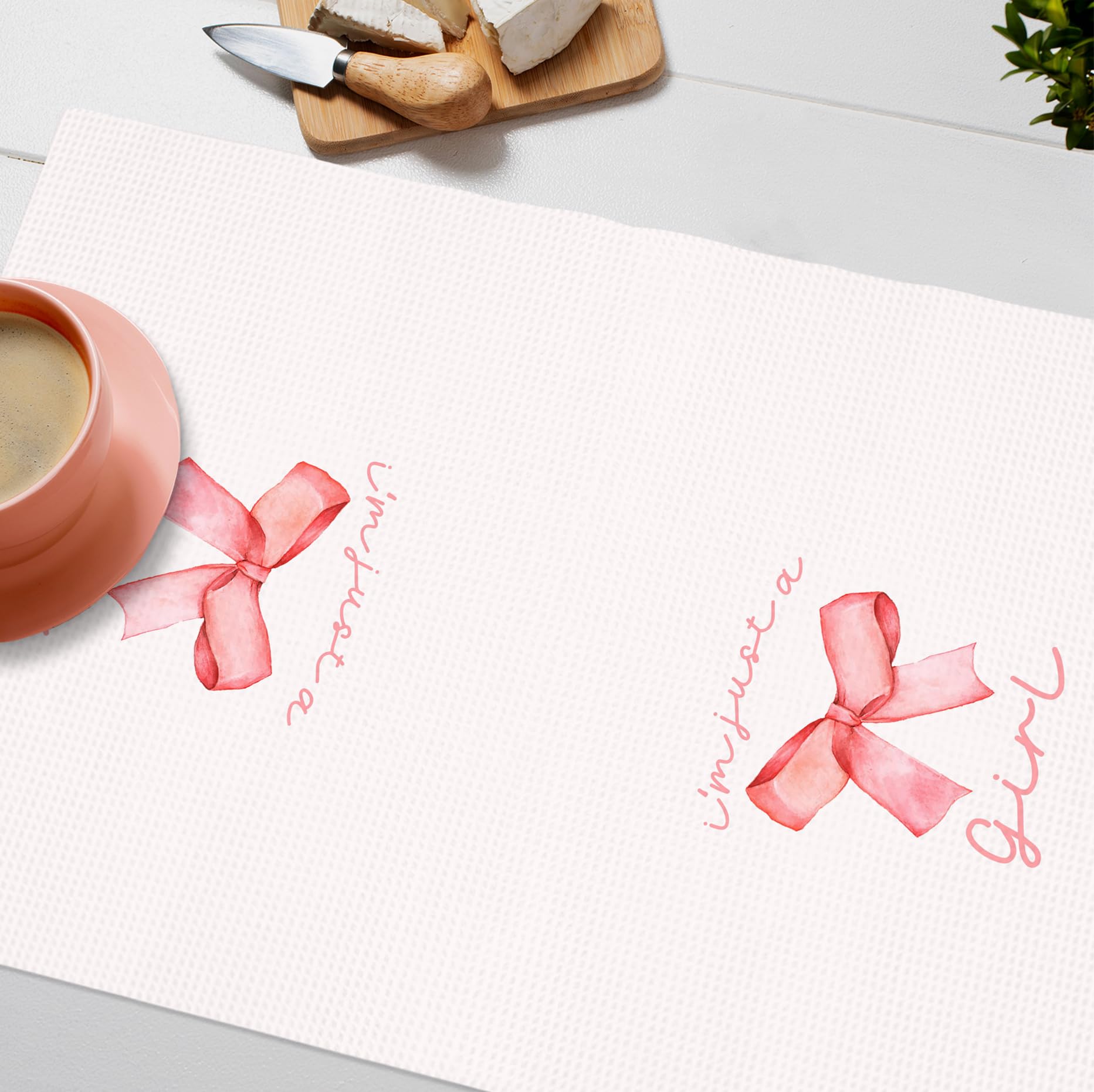 Girly Pink Bow Coquette Preppy Towel, 16x24 Inch